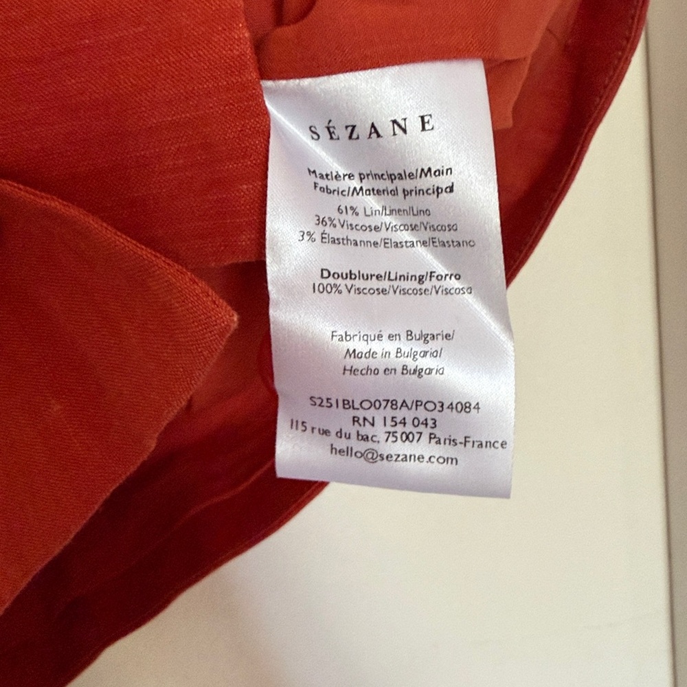 Sezane Red Button-Front Crop Top - Picture 3 of 3